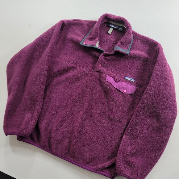 Patagonia Snap-T Fuzzy Fleece Pullover Womens Small Purple Sweater Jacket - Picture 5 of 14